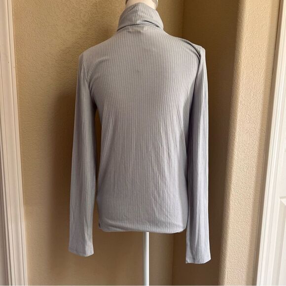 Madewell Ribbed Turtleneck Top Long Sleeves Medium Light Blue NEW - Picture 7 of 9
